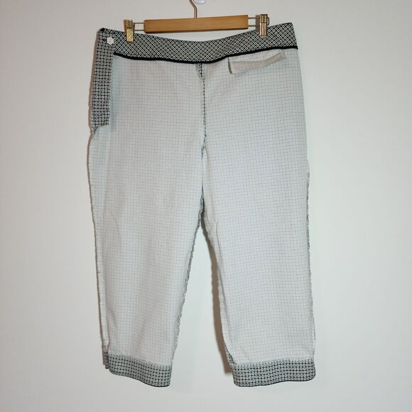 Talbots Womens Cotton-Blend Cropped Pants Black White Geometric Stretch Sz 16/18 - Picture 5 of 8